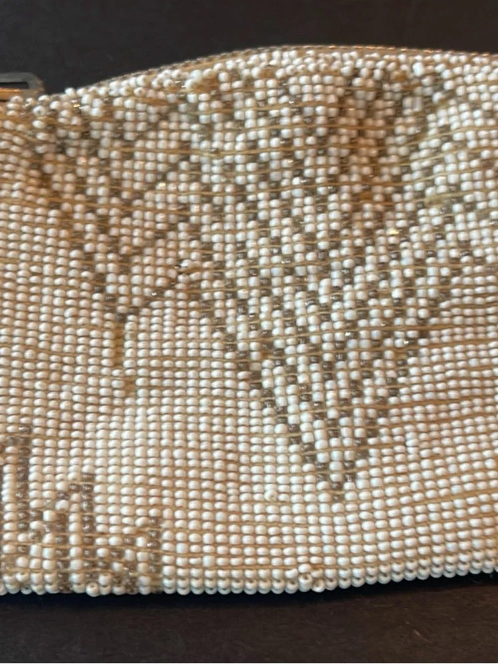 Beaded Clutch Purse in Ivory and Gold